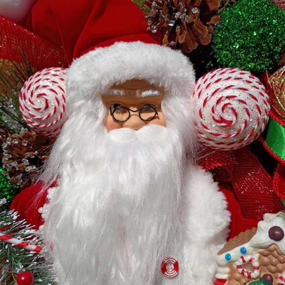 Santa Christmas Wreath, Deluxe Christmas Wreath, Traditional Christmas, - Picture 6 of 10